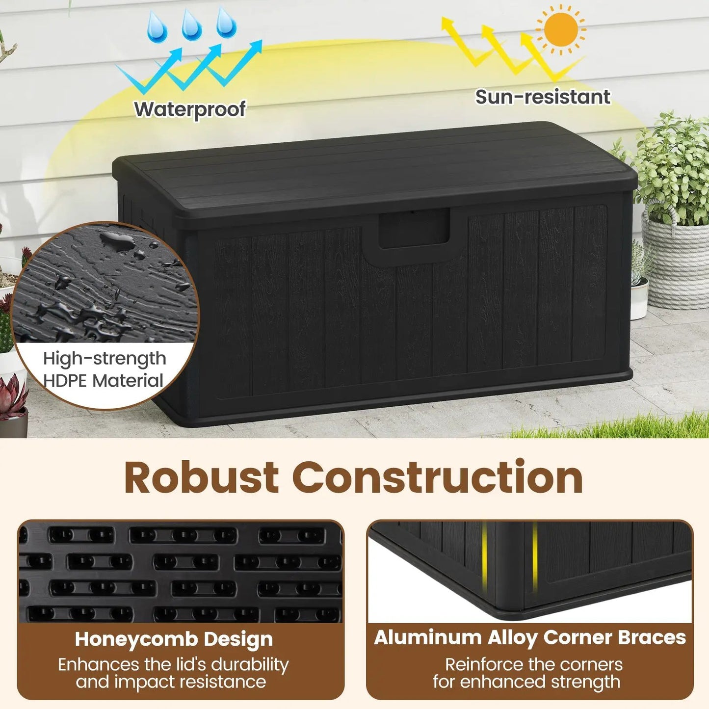 100 Gallon Large Deck Box With Lockable Lid