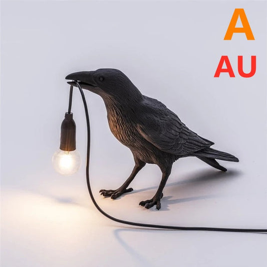 Creative Auspicious Bird Resin Wall Lamp in black with brown chest, wall light fixture on Tampa Home & Garden Store