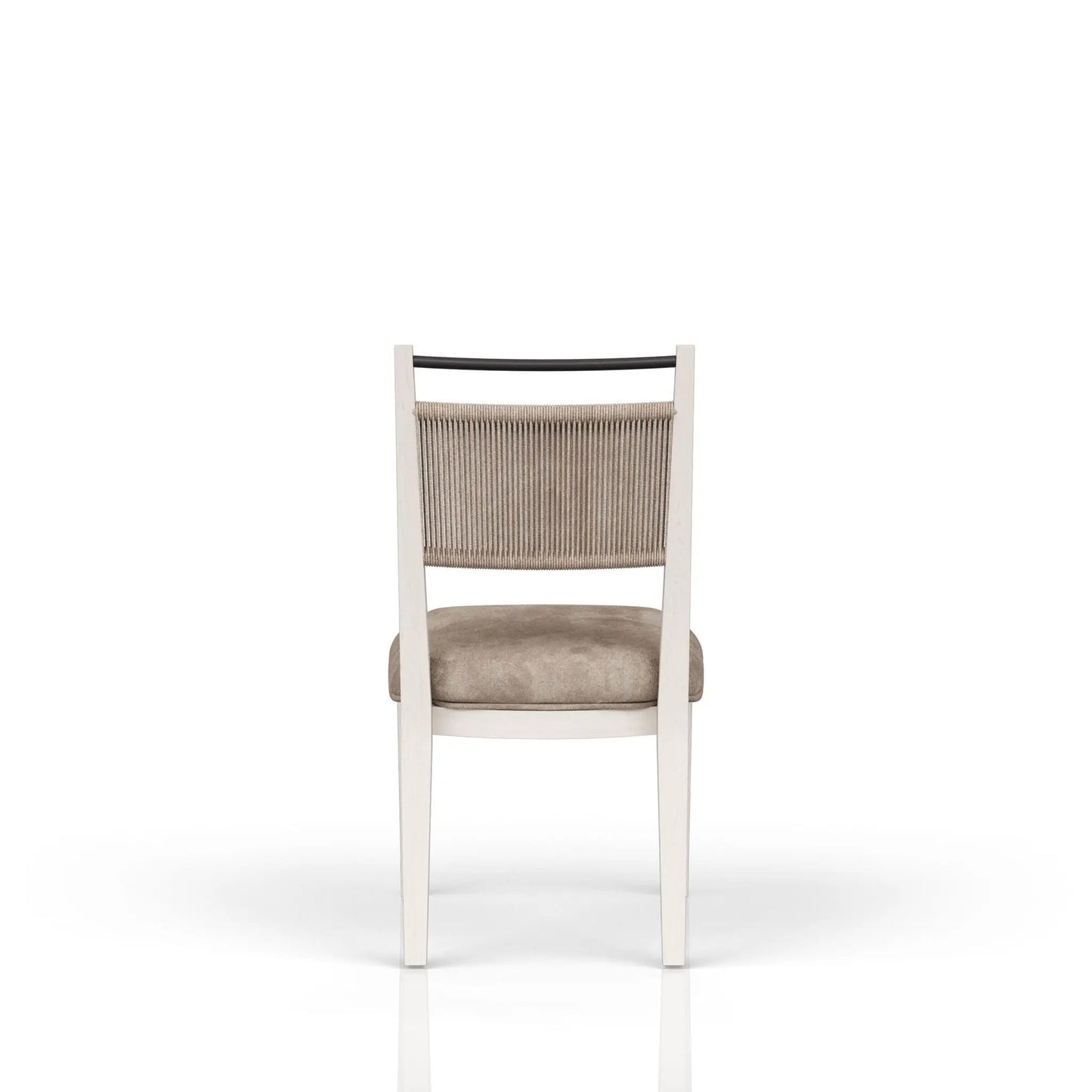 Rope Back Chair in Beige and Carmel Wood