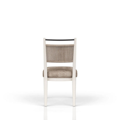 Rope Back Chair in Beige and Carmel Wood