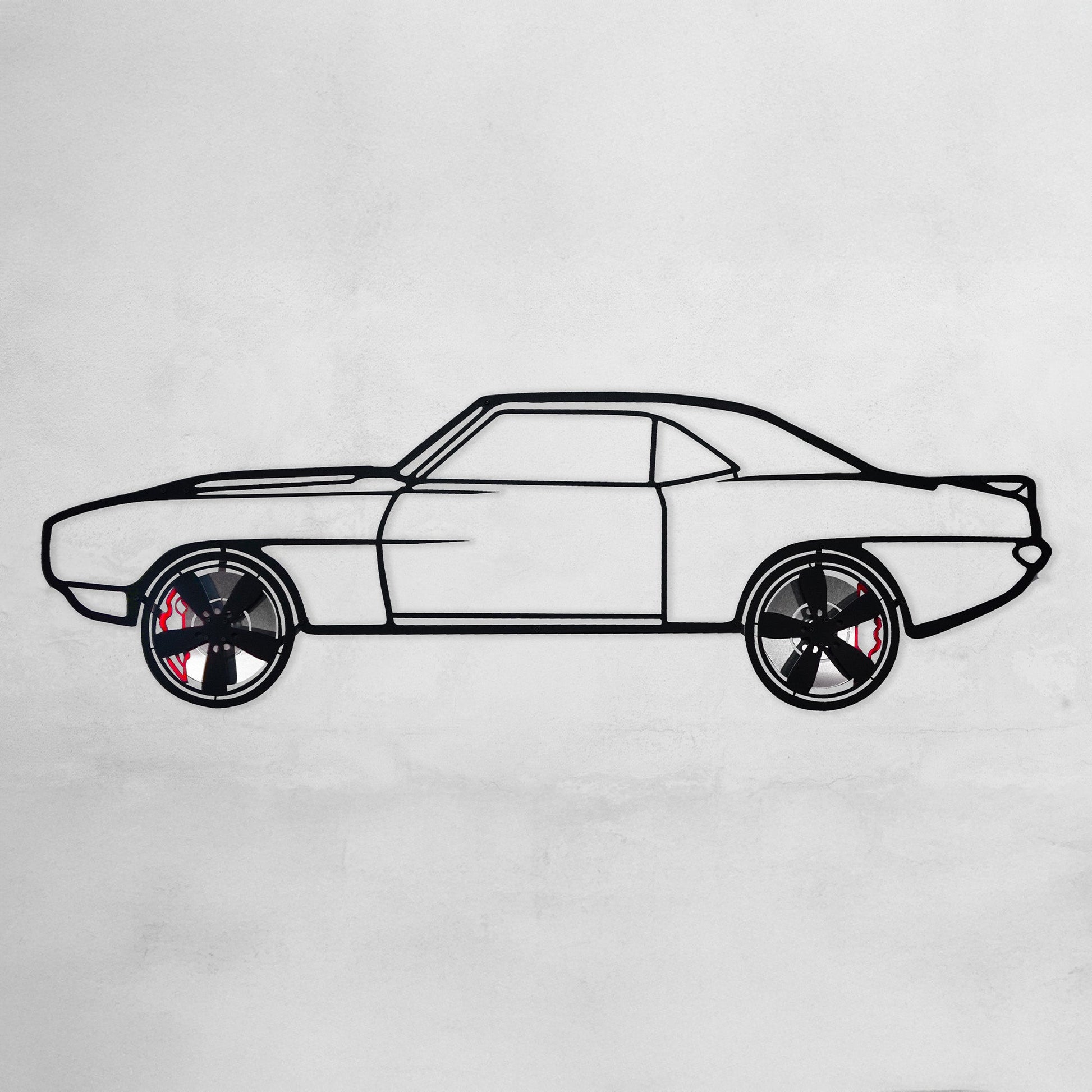 1969 Chevrolet Camaro Wall Art – Classic Steel Silhouette with Spinning Wheels-KAFMEKA021 - Tampa Home & Garden Store