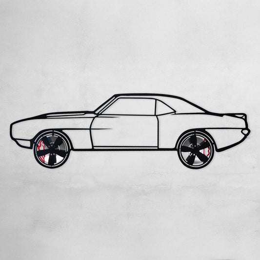 1969 Chevrolet Camaro Wall Art – Classic Steel Silhouette with Spinning Wheels-KAFMEKA021 - Tampa Home & Garden Store