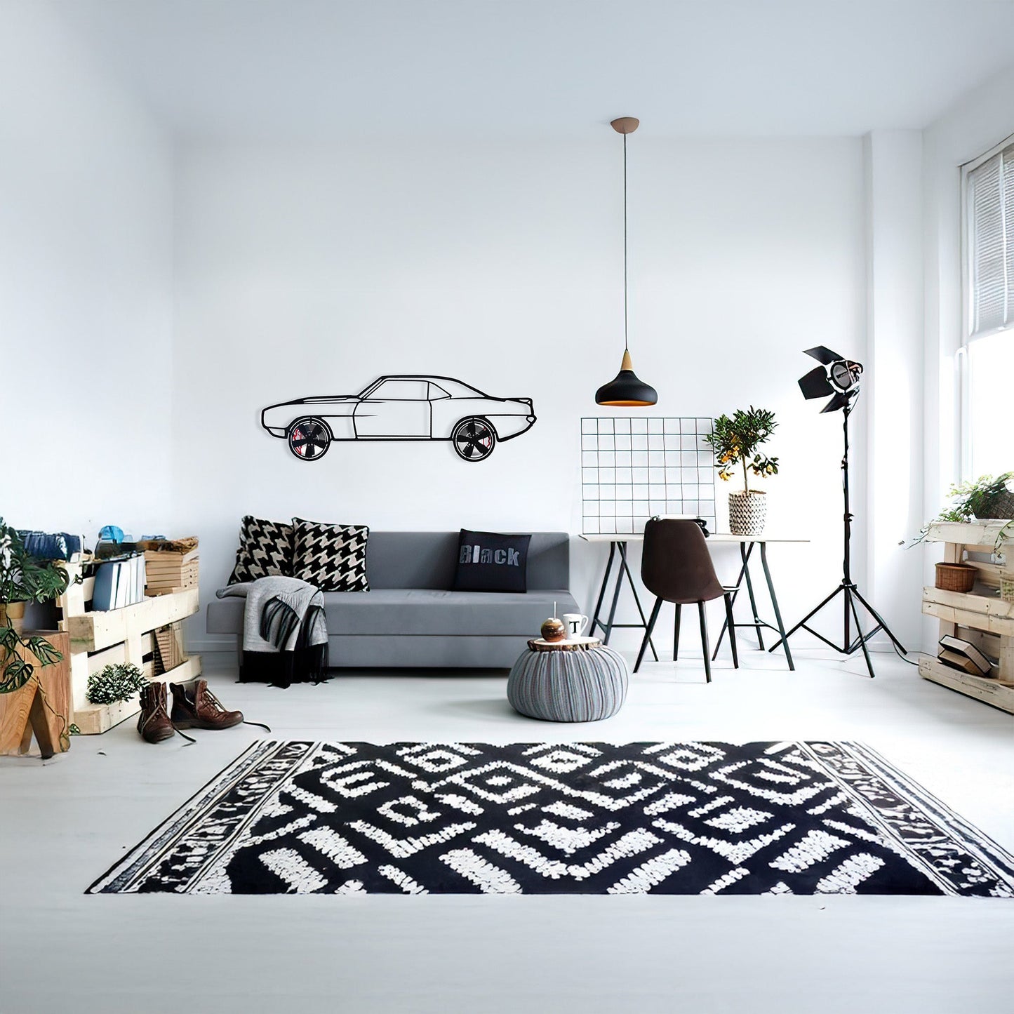 1969 Chevrolet Camaro Wall Art – Classic Steel Silhouette with Spinning Wheels-KAFMEKA021 - Tampa Home & Garden Store