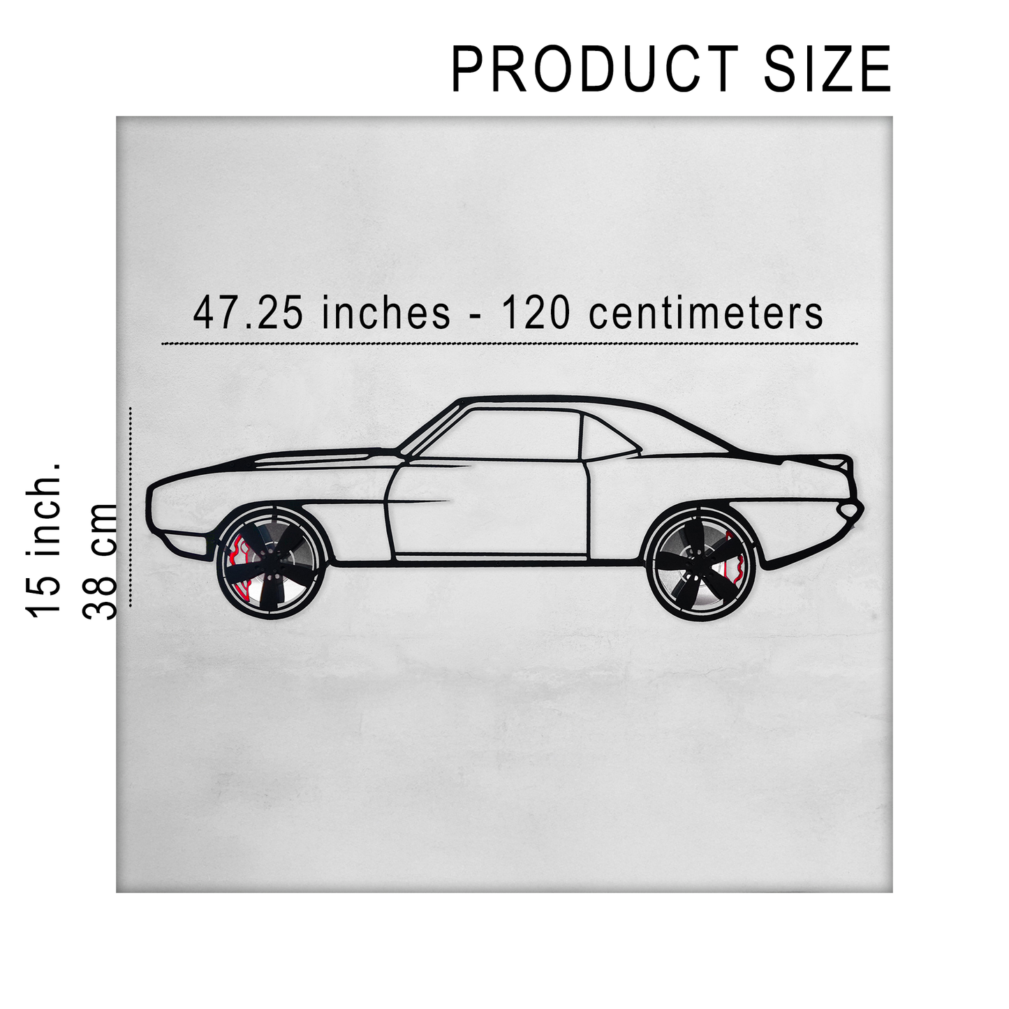 1969 Chevrolet Camaro Wall Art – Classic Steel Silhouette with Spinning Wheels-KAFMEKA021 - Tampa Home & Garden Store