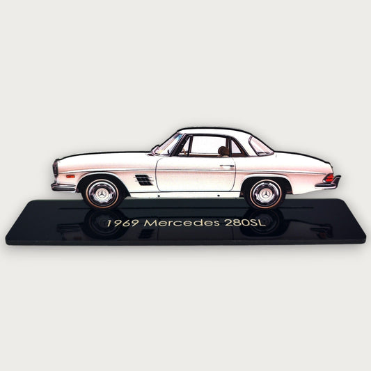 1969 Mercedes 280SL (2) Metal Car Wall Art, Color 2D Diecast Car Decor, Silhouette Metal Wall Art, Gift For Car Lovers, Detailed Color Metal Car - Tampa Home & Garden Store