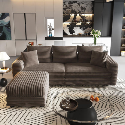 Deep Seat Sofa Bed With Ottoman and Soft Pillows
