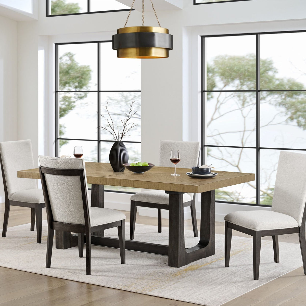 Bar table with trestle base in light brown solid wood, seats six HouseOfZazla on Tampa Home & Garden Store