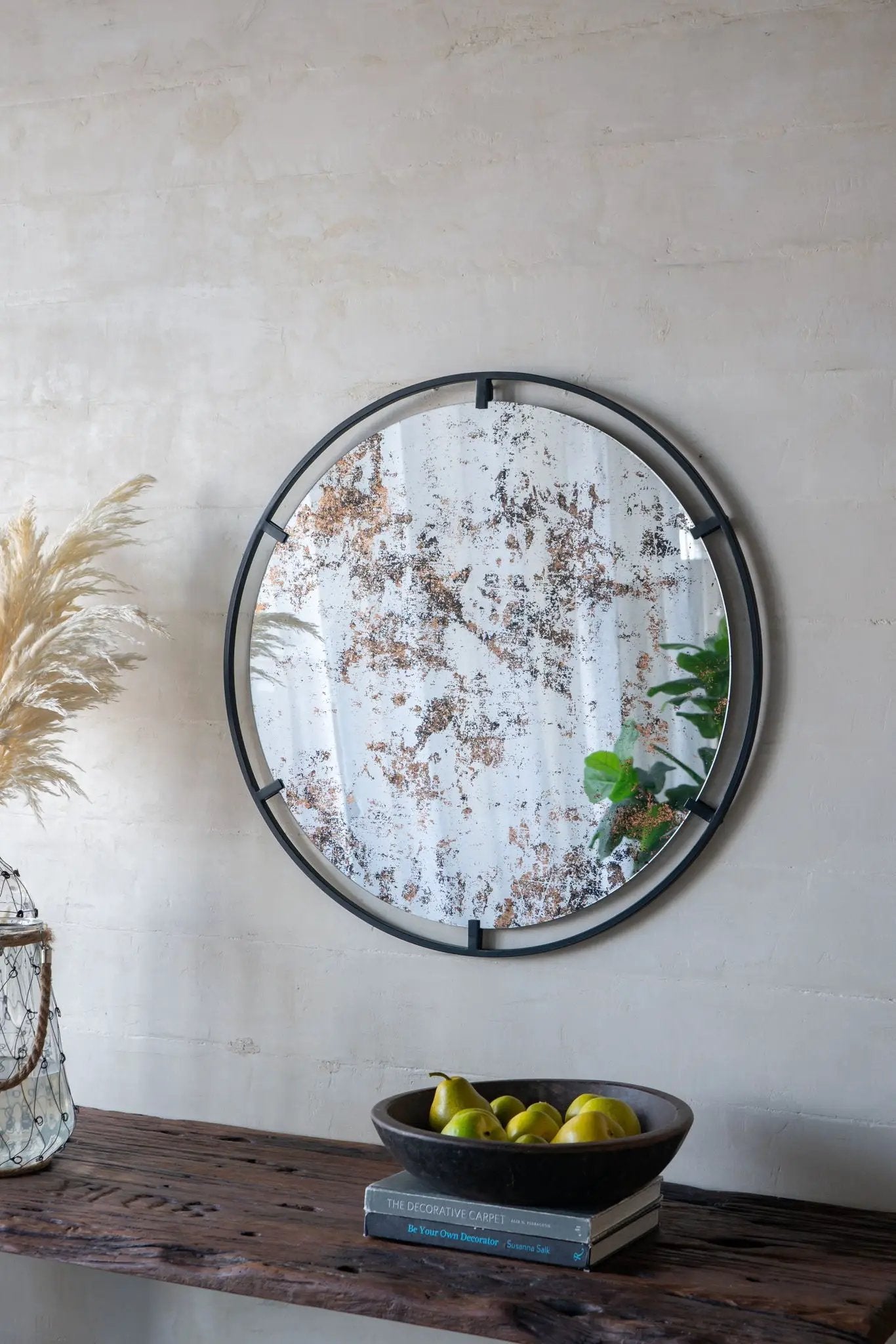 Theodor Round Mirror with Industrial Metal Frame