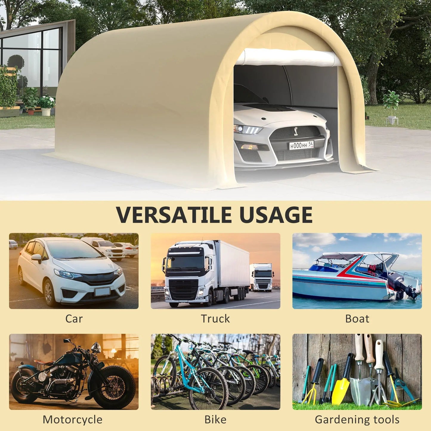 Outsunny 10x16 Carport with Heavy Duty Tent