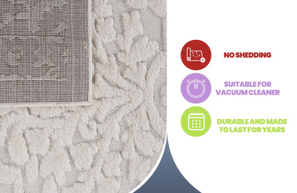 Rug Cream Medallion Area Rug with High-Low Pile by HouseOfZazla, 6'7 x 9' on Tampa Home & Garden Store