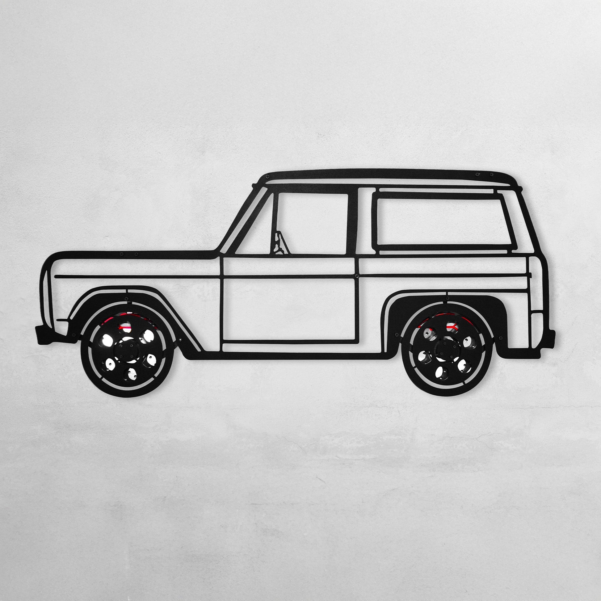1972 Ford Bronco Wall Art – Classic 4x4 Steel Silhouette with Spinning Wheels-KAFMEKA026 - Tampa Home & Garden Store