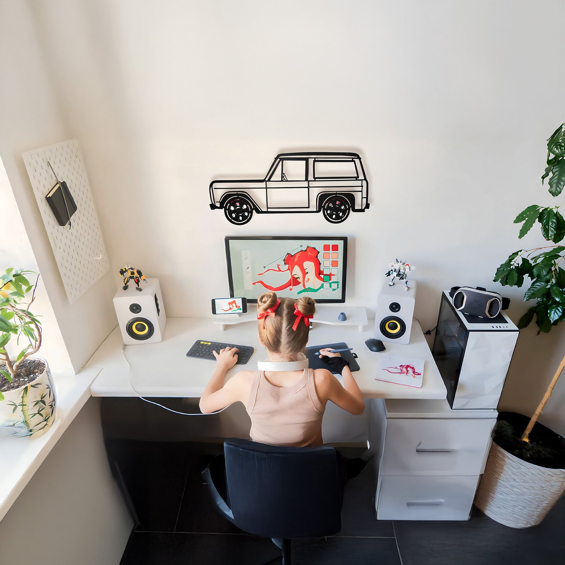 1972 Ford Bronco Wall Art – Classic 4x4 Steel Silhouette with Spinning Wheels-KAFMEKA026 - Tampa Home & Garden Store