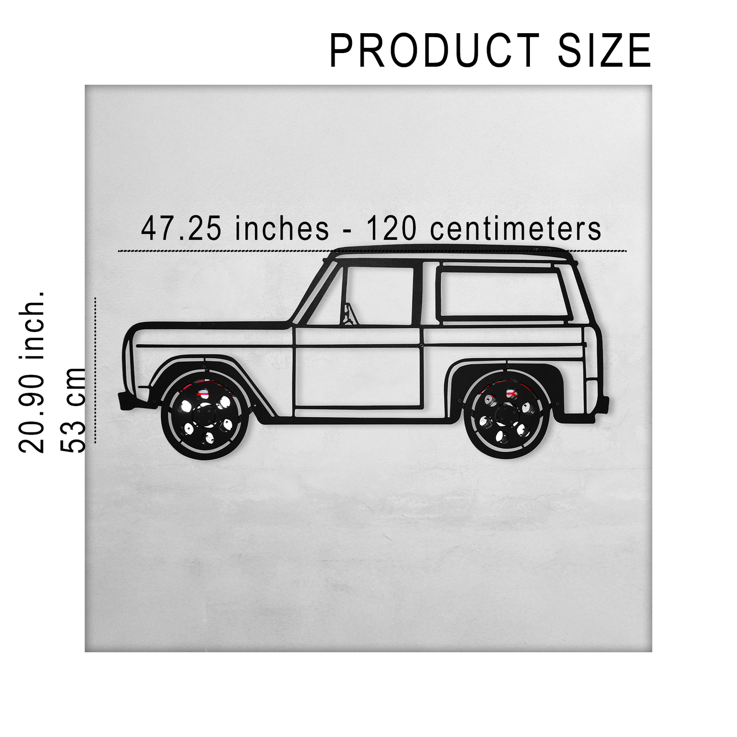 1972 Ford Bronco Wall Art – Classic 4x4 Steel Silhouette with Spinning Wheels-KAFMEKA026 - Tampa Home & Garden Store