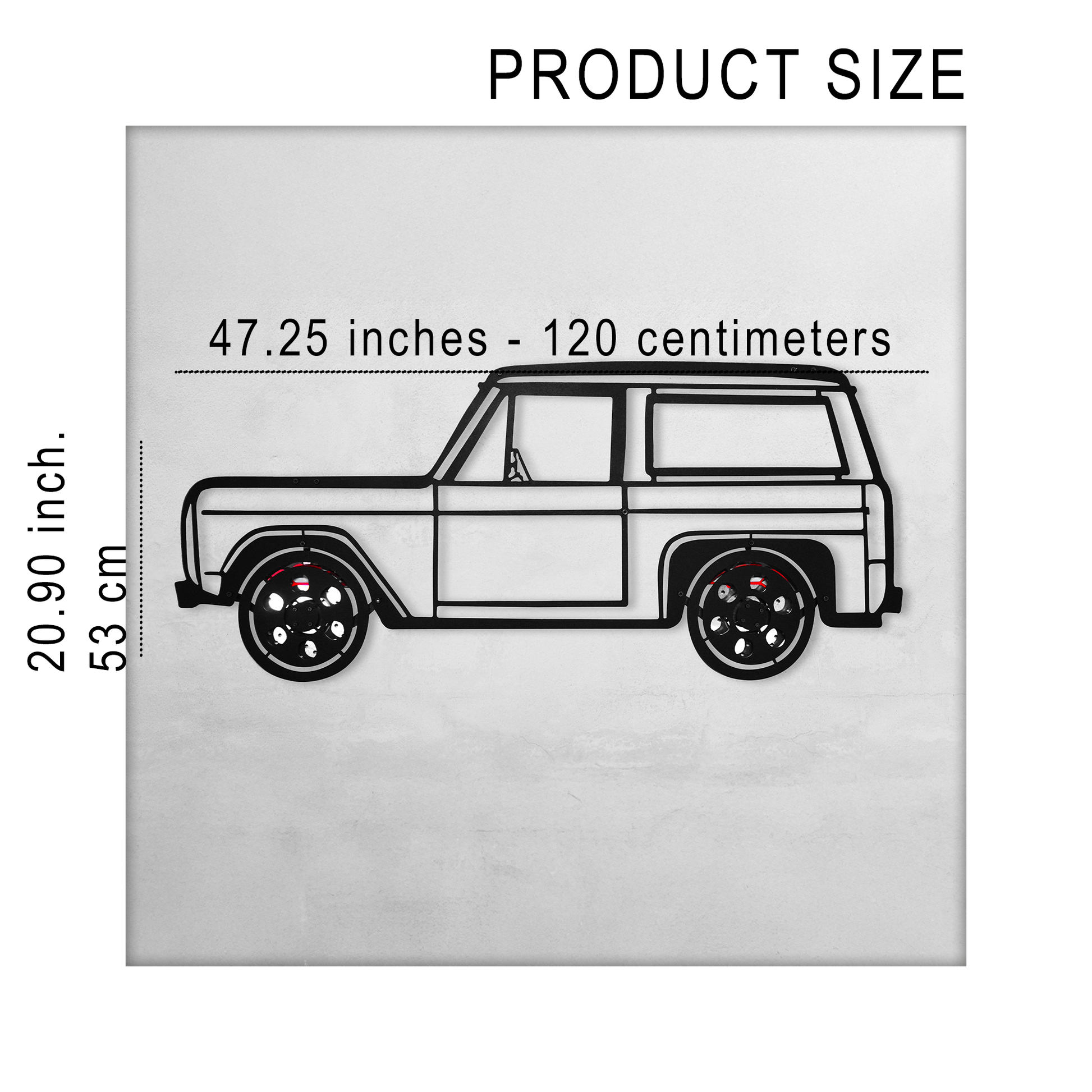 1972 Ford Bronco Wall Art – Classic 4x4 Steel Silhouette with Spinning Wheels-KAFMEKA026 - Tampa Home & Garden Store