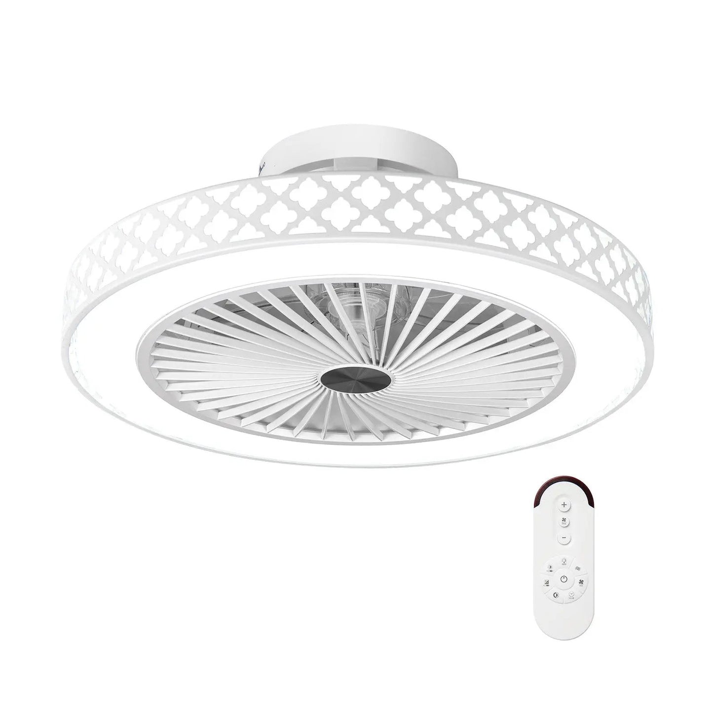 DirectDeals 19 Inch Ceiling Fan with Light, white low-profile flush mount with remote on Tampa Home & Garden Store