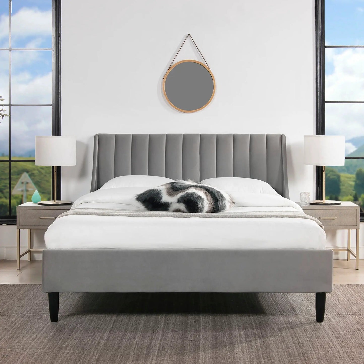 Aspen Vertical Tufted Headboard Platform Bed