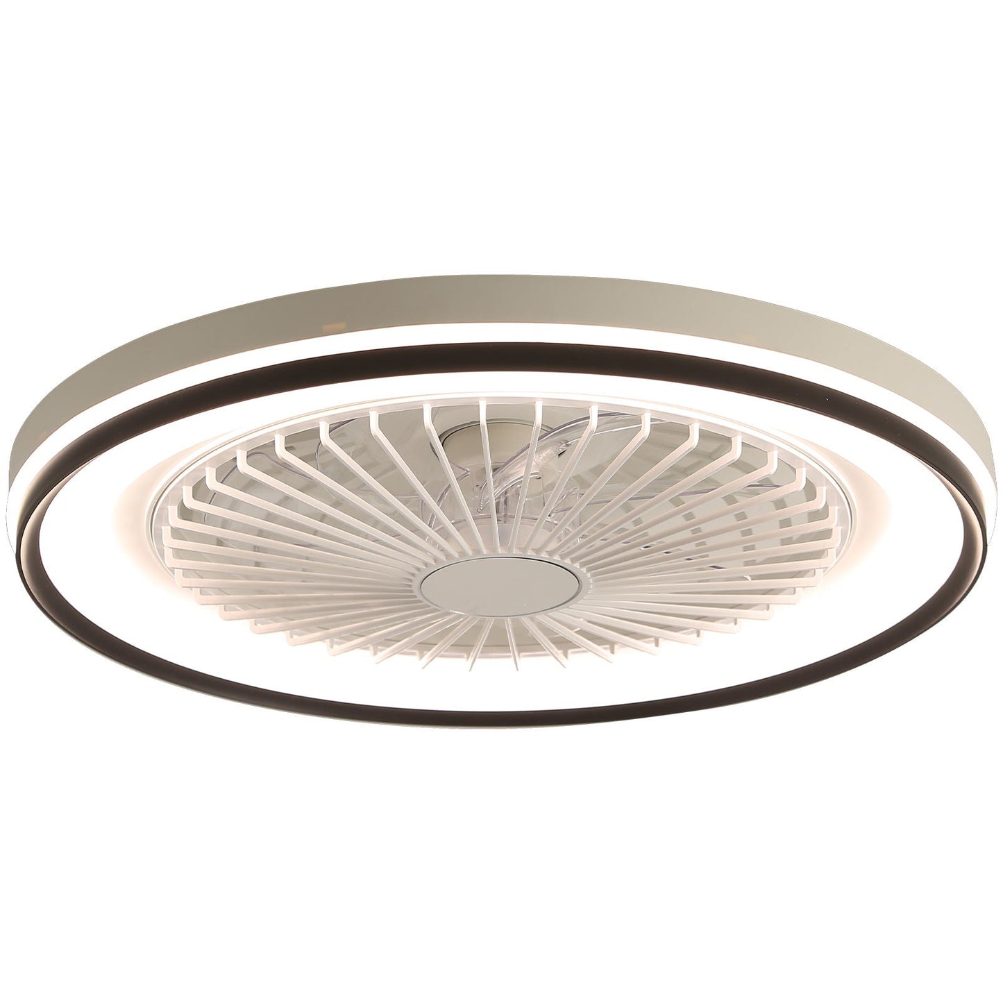 HouseOfZazla RGB Dimmable LED Enclosed Ceiling Fan with Light in white on Tampa Home & Garden Store