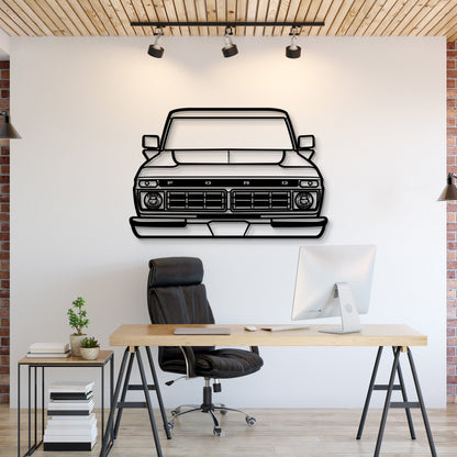 1976 Ford F-150 front view metal wall art by Modello Turbo MT1345, black line drawing on Tampa Home & Garden Store