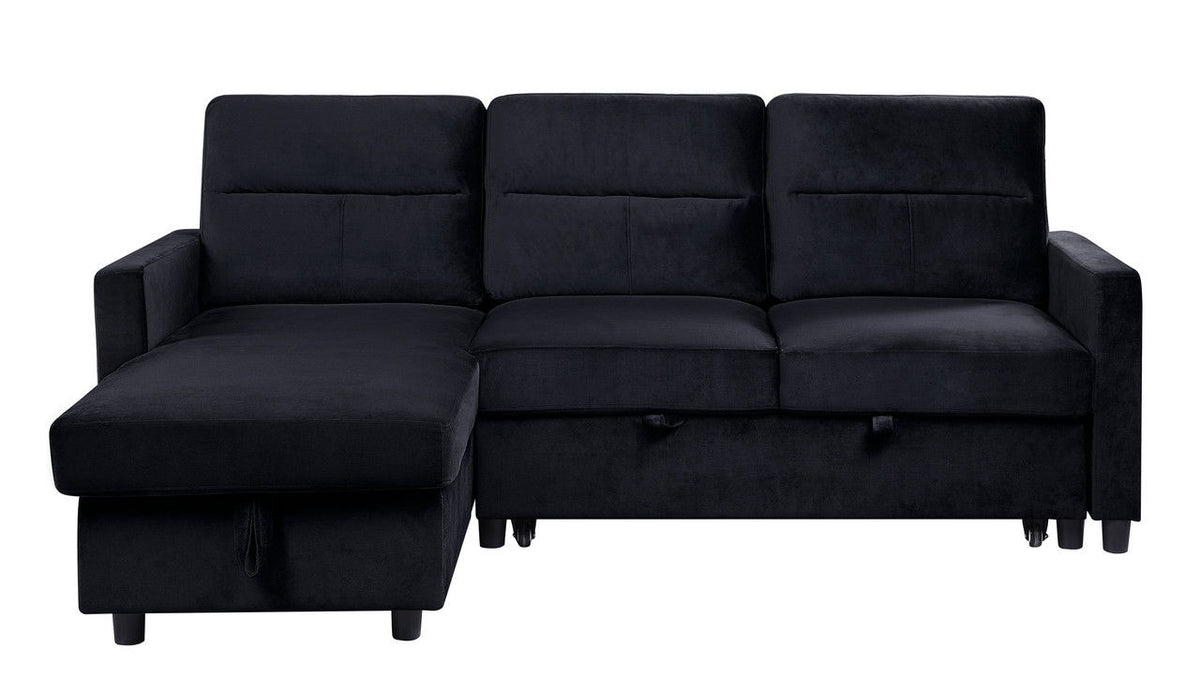 Ivy reversible sleeper sectional sofa with storage chaise in black by HouseOfZazla on Tampa Home & Garden Store