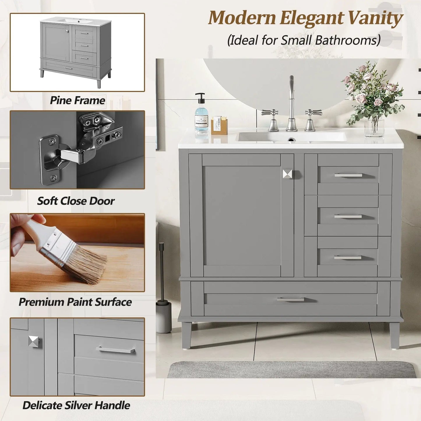 Traditional Bathroom Vanity With Soft Close Doors