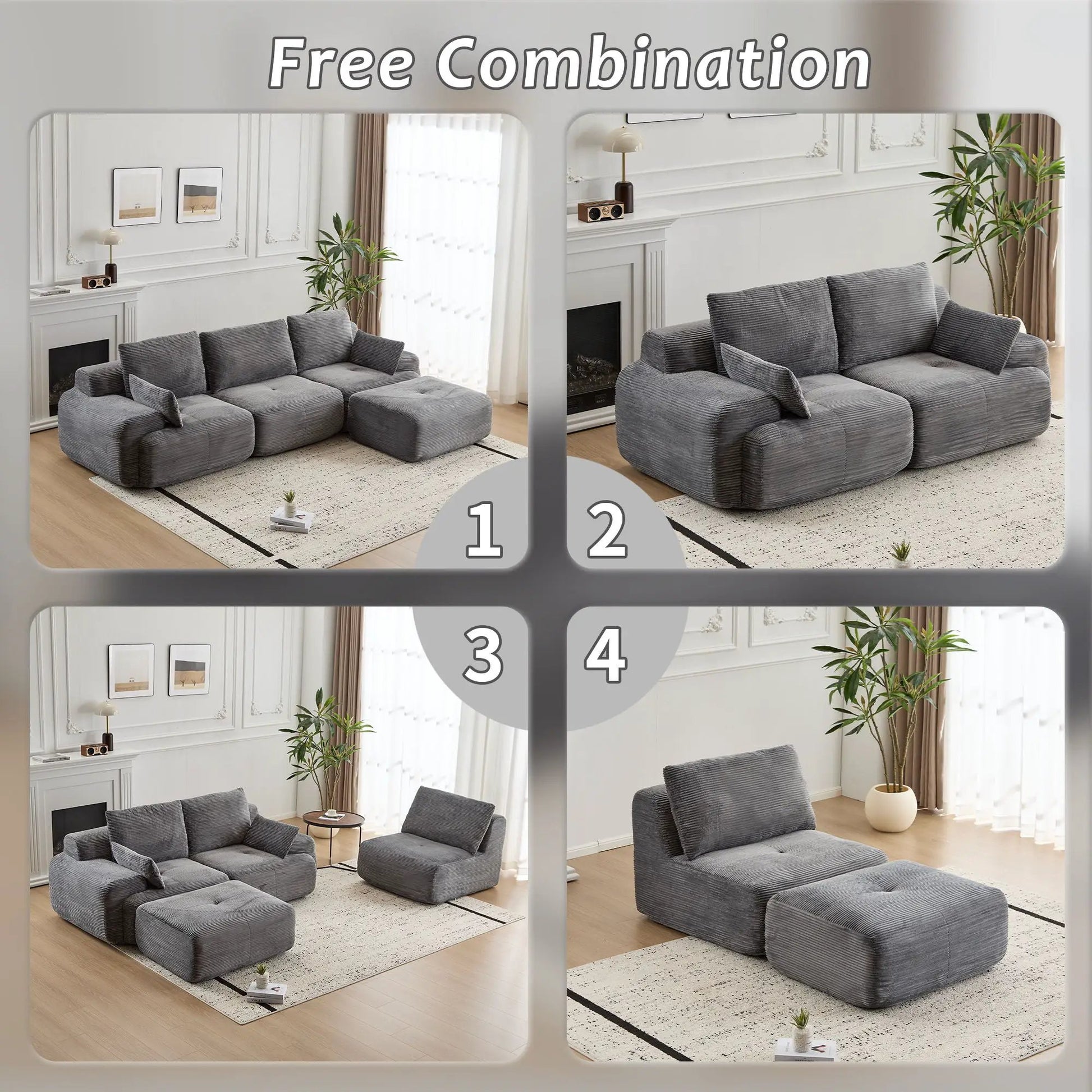 2-piece compressed sofa set in gray fabric by Unique Piece Furniture for living room on Tampa Home & Garden Store