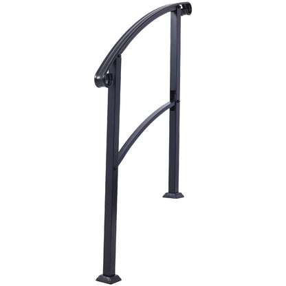 Sturdy Black Outdoor Steps and Porch Handrail