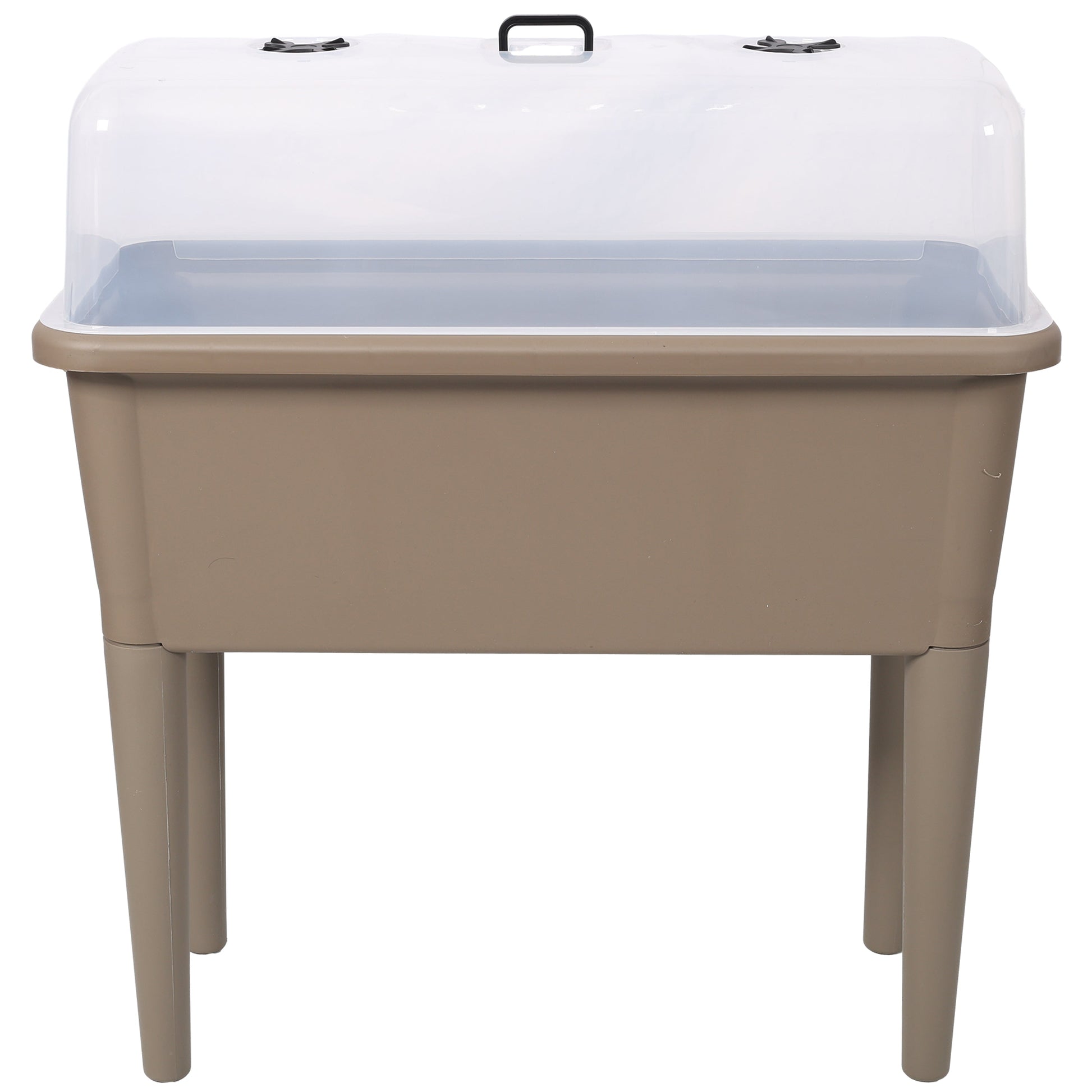 2-pack raised garden bed with ventilated transparent greenhouse lid brown planter on Tampa Home & Garden Store