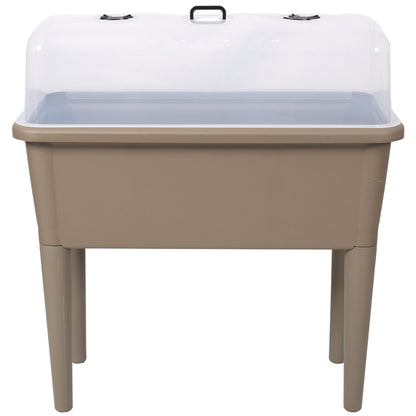 2-pack raised garden bed with ventilated transparent greenhouse lid brown planter on Tampa Home & Garden Store