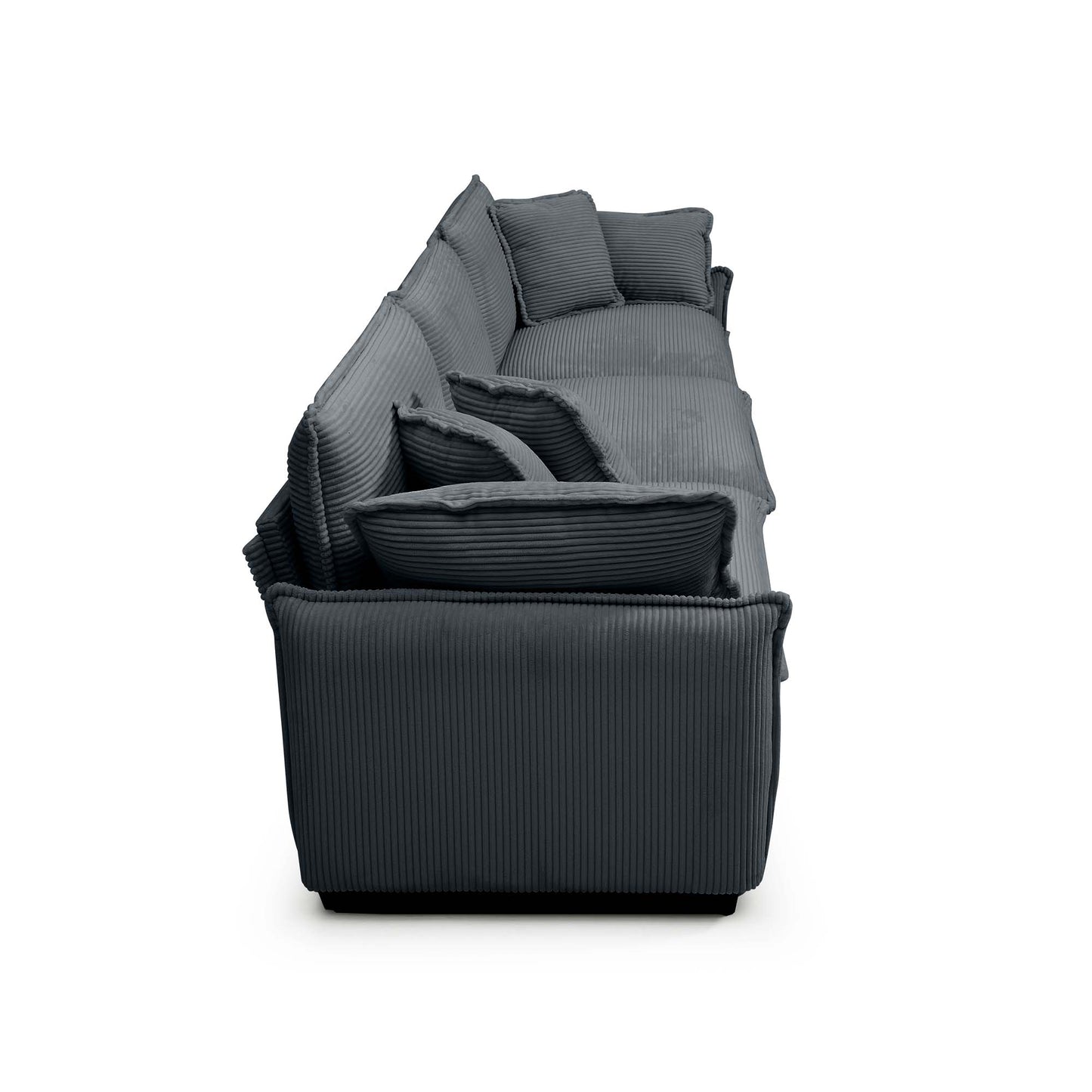 Family sofa set with deep-seat sofa in dark gray ribbed corduroy and plush back cushions on Tampa Home & Garden Store