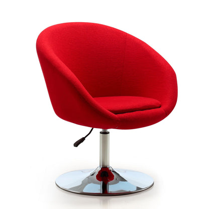 Red upholstered swivel lounge chair with adjustable height on chrome pedestal base HouseOfZazla on Tampa Home & Garden Store