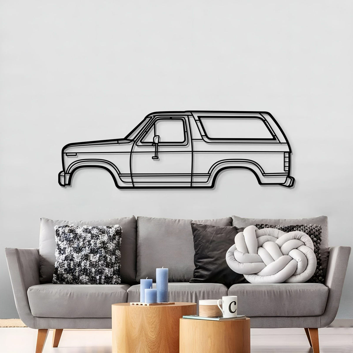 1983 Bronco metal car wall art MT0196 by Modello Turbo, black line-drawing silhouette on Tampa Home & Garden Store