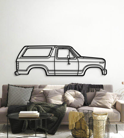 1983 Bronco metal wall art by Modello Turbo, black line-art SUV silhouette on Tampa Home & Garden Store
