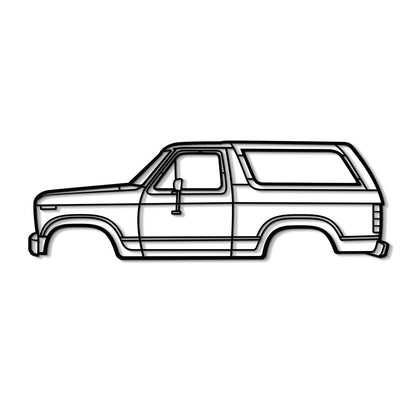 1983 Bronco metal wall art by Modello Turbo, black line illustration, side profile on Tampa Home & Garden Store
