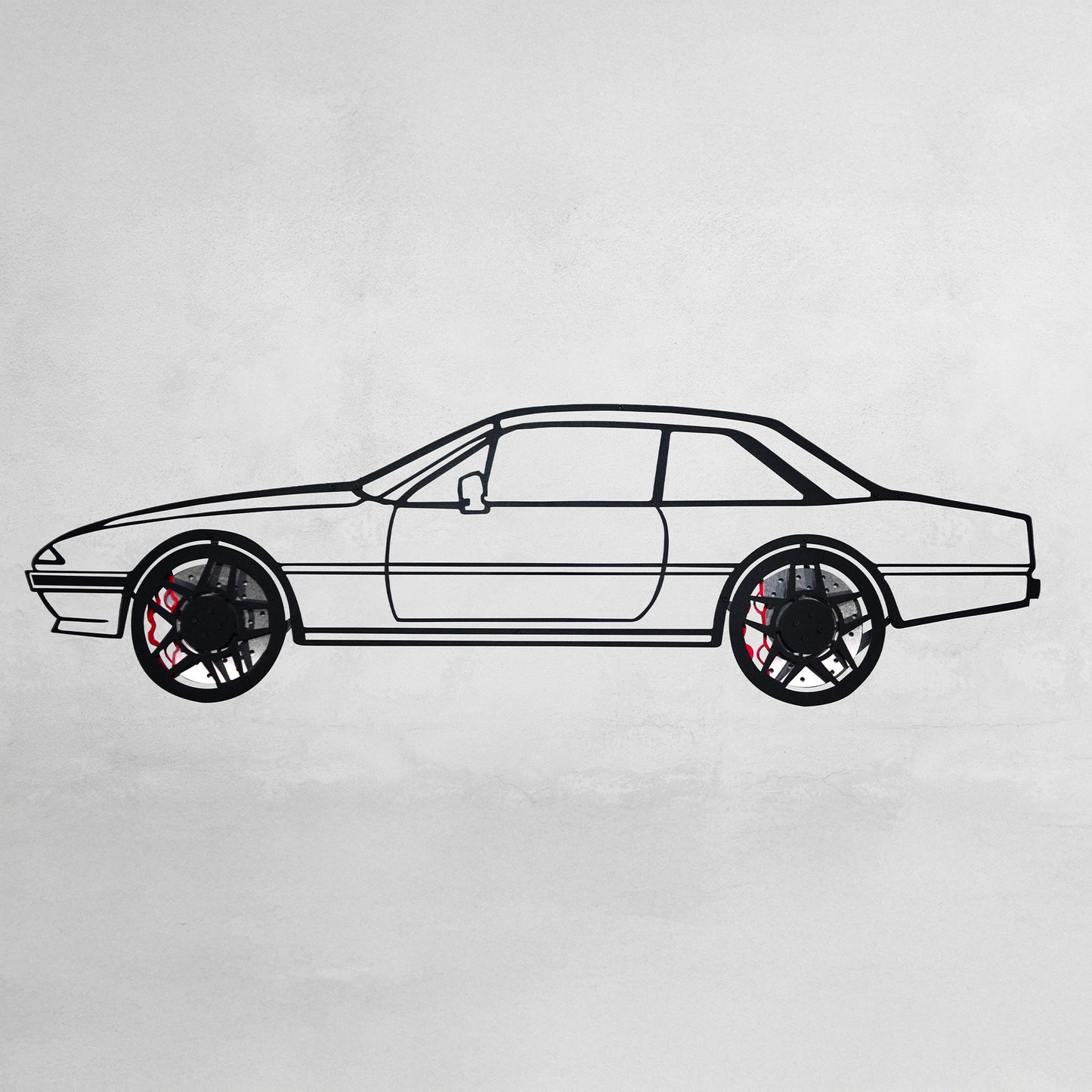 1985 Ferrari 400i Wall Art – Classic Steel Silhouette with Spinning Wheels-KAFMEKA024 - Tampa Home & Garden Store