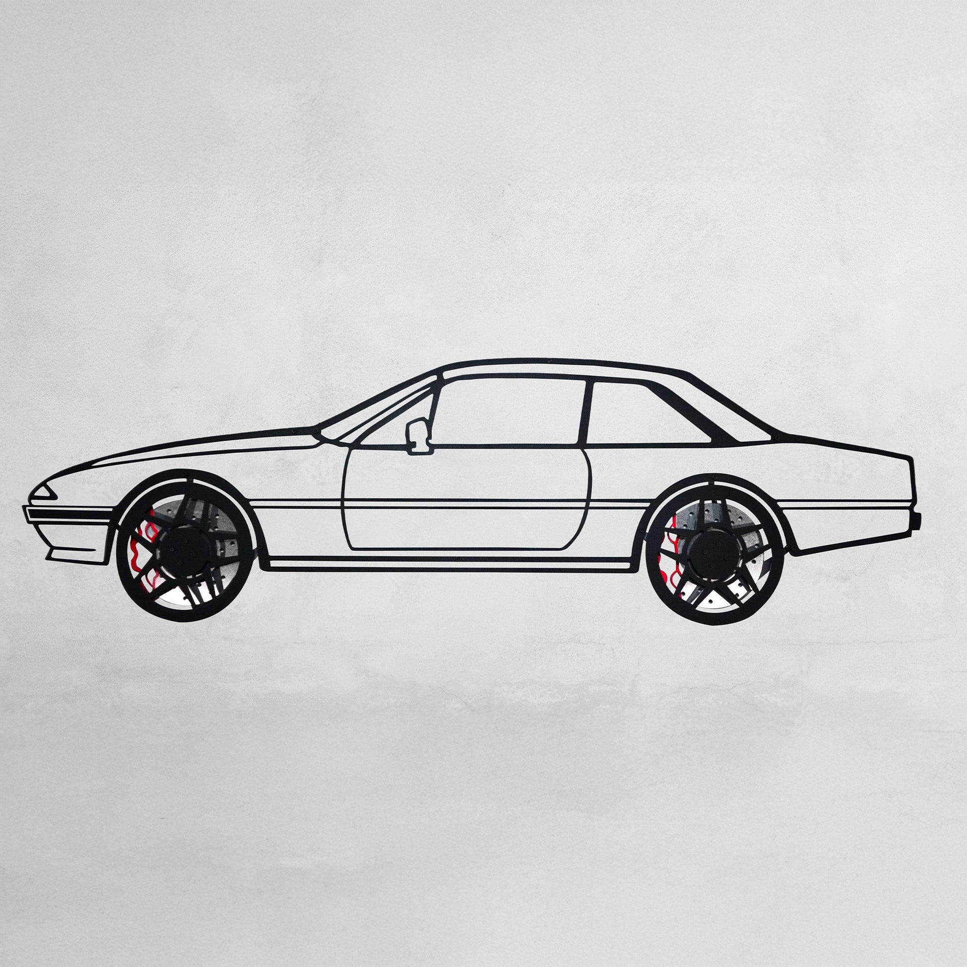 1985 Ferrari 400i Wall Art – Classic Steel Silhouette with Spinning Wheels-KAFMEKA024 - Tampa Home & Garden Store