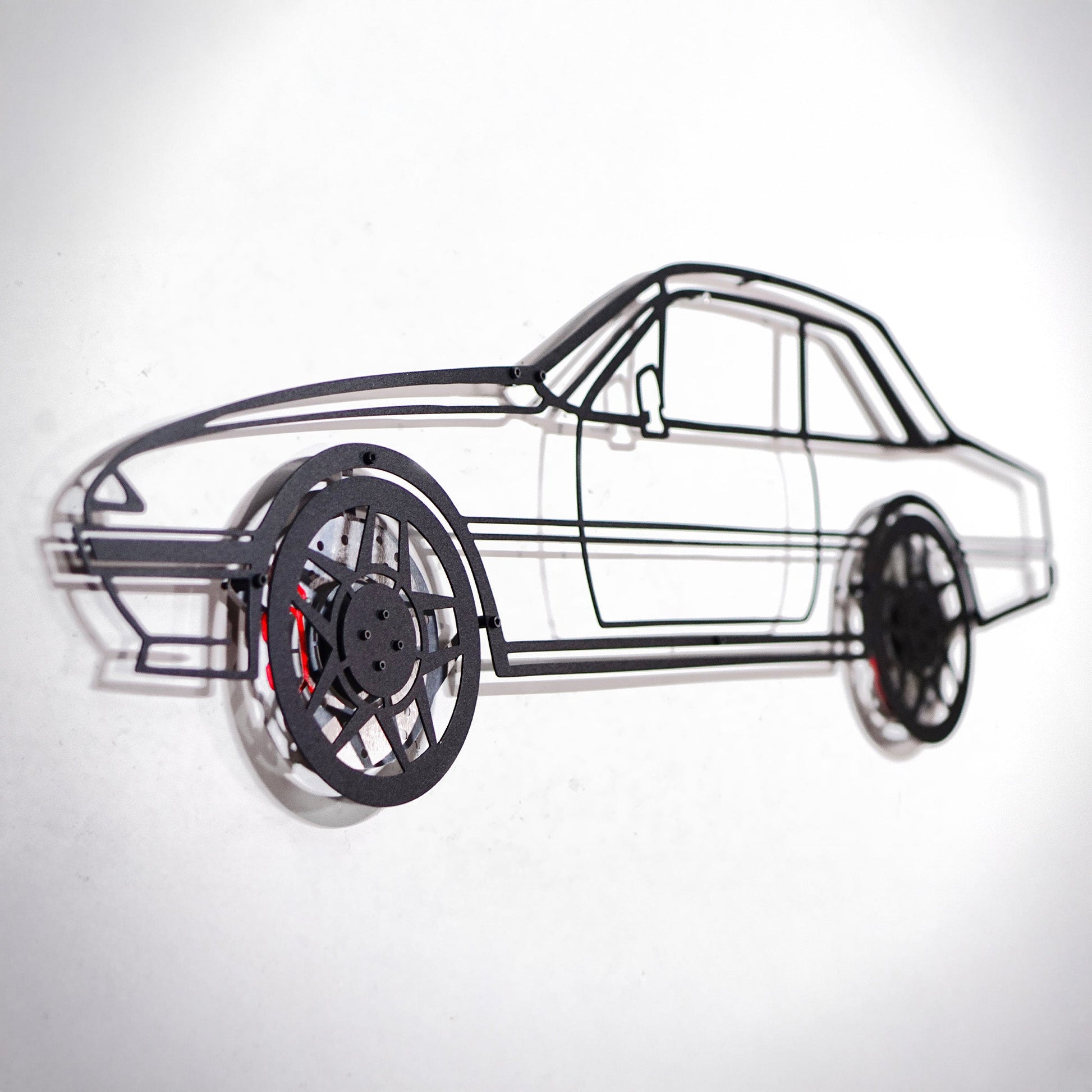 1985 Ferrari 400i Wall Art – Classic Steel Silhouette with Spinning Wheels-KAFMEKA024 - Tampa Home & Garden Store