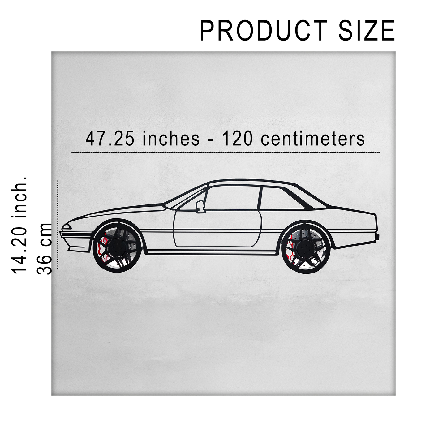 1985 Ferrari 400i Wall Art – Classic Steel Silhouette with Spinning Wheels-KAFMEKA024 - Tampa Home & Garden Store
