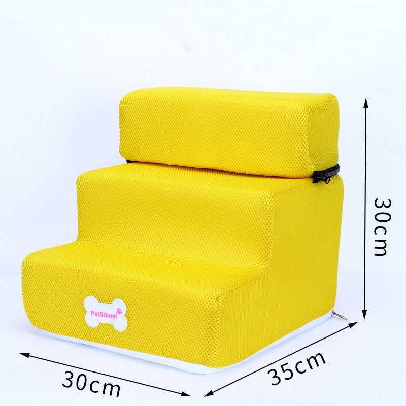 Yellow dog stairs climbing ladder with sponge steps for bed, PetStbuy logo, 30x35x30 cm on Tampa Home & Garden Store