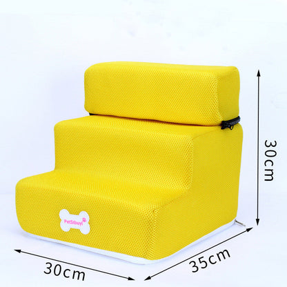 Yellow dog stairs climbing ladder with sponge steps for bed, PetStbuy logo, 30x35x30 cm on Tampa Home & Garden Store