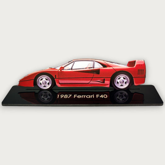 1987 Ferrari F40 (1) Metal Car Wall Art, Color 2D Diecast Car Decor, Silhouette Metal Wall Art, Gift For Car Lovers, Detailed Color Metal Car - Tampa Home & Garden Store