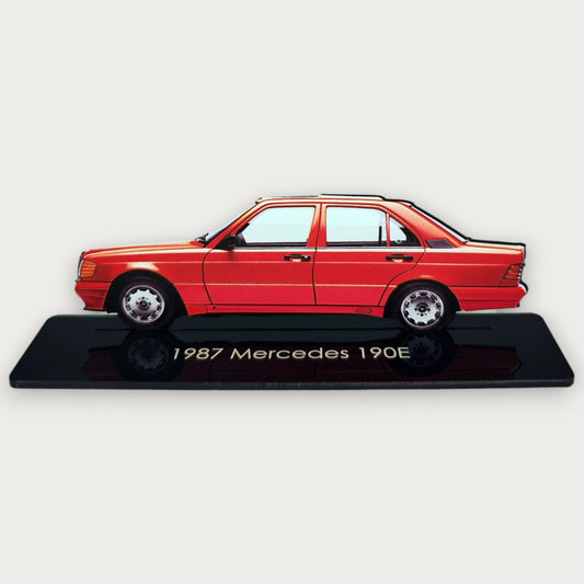1987 Mercedes 190E (2) Metal Car Wall Art, Color 2D Diecast Car Decor, Silhouette Metal Wall Art, Gift For Car Lovers, Detailed Color Metal Car - Tampa Home & Garden Store