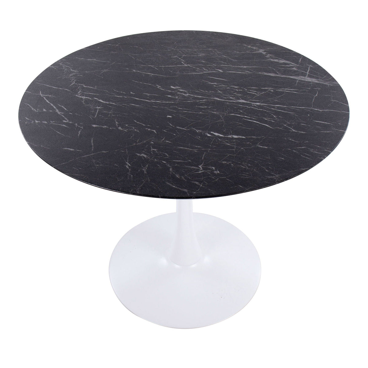 Round black marble dining table with white pedestal base by HouseOfZazla on Tampa Home & Garden Store