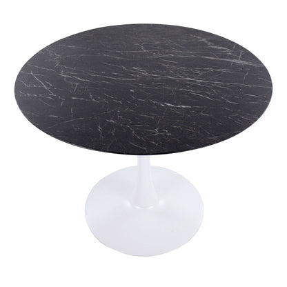 Round black marble dining table with white pedestal base by HouseOfZazla on Tampa Home & Garden Store