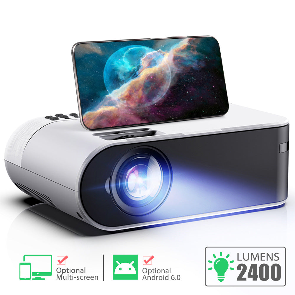 Mini projector portable white body with blue lens and smartphone mount My Store Projectors on Tampa Home & Garden Store