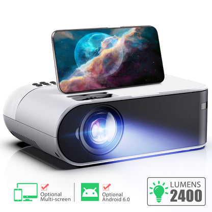 Mini projector portable white body with blue lens and smartphone mount My Store Projectors on Tampa Home & Garden Store