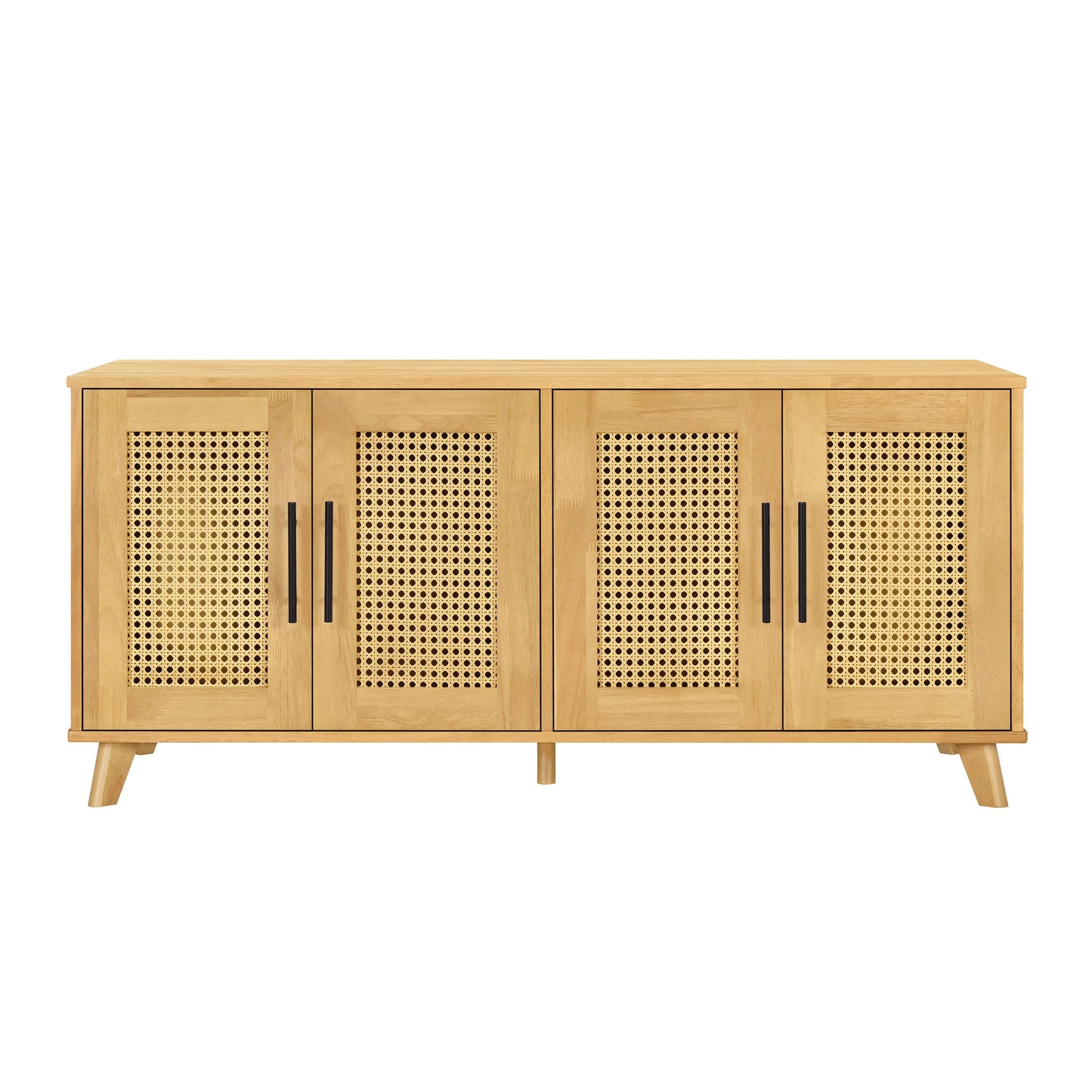 Myra indoor premium rubber wood cat cabinet natural wood finish with cane-front panels on Tampa Home & Garden Store