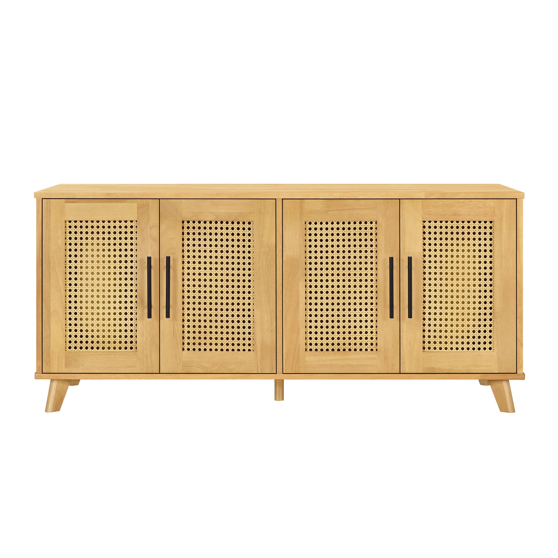 Myra indoor premium rubber wood cat cabinet natural wood finish with cane-front panels on Tampa Home & Garden Store