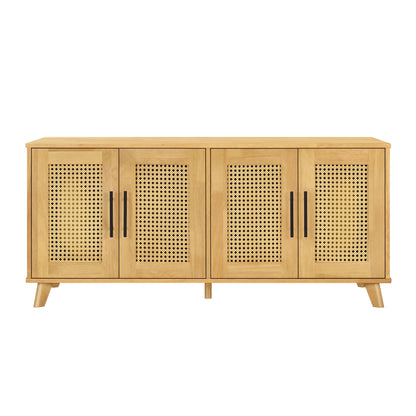 Myra indoor premium rubber wood cat cabinet natural wood finish with cane-front panels on Tampa Home & Garden Store