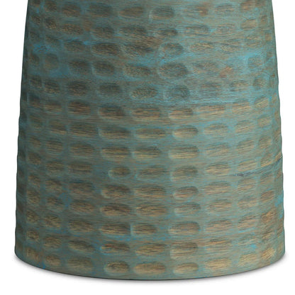 Boyd Handcrafted Accent Table teal speckled finish with brown spots on Tampa Home & Garden Store