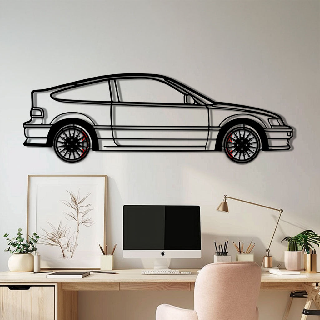 1990 Honda CRX Metal Car Wall Art with Rotating Wheels - JDM Classic Silhouette - Interactive Automotive Wall Decor - KAFMEKA144 - Tampa Home & Garden Store